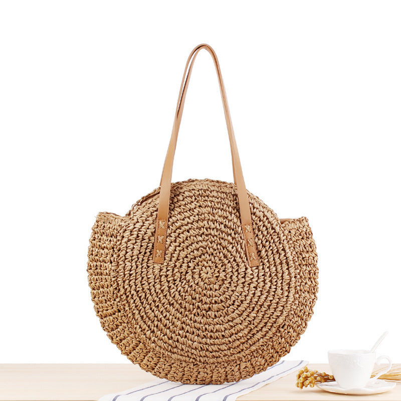 Simple Round Straw Tote
