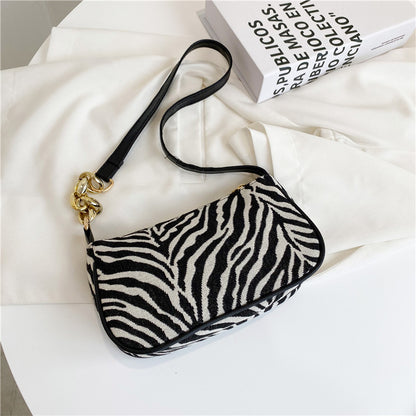 Zebra Pattern Canvas Bag Women's Underarm Bag