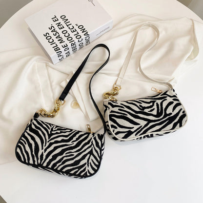 Zebra Pattern Canvas Bag Women's Underarm Bag