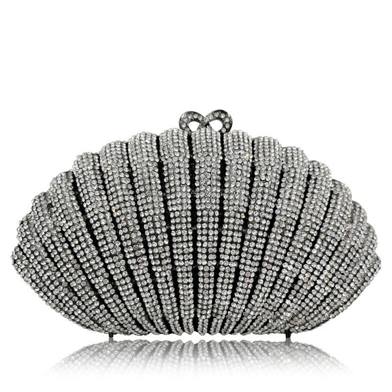 Scalloped Crystal Shell Clutch