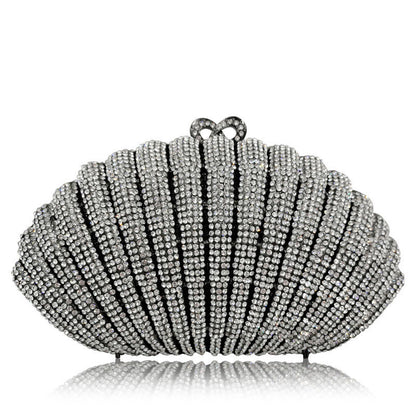 Scalloped Crystal Shell Clutch
