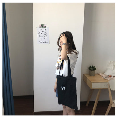 Smiley Canvas Bag One Shoulder Portable Female Student Canvas Bag Shopping Bag