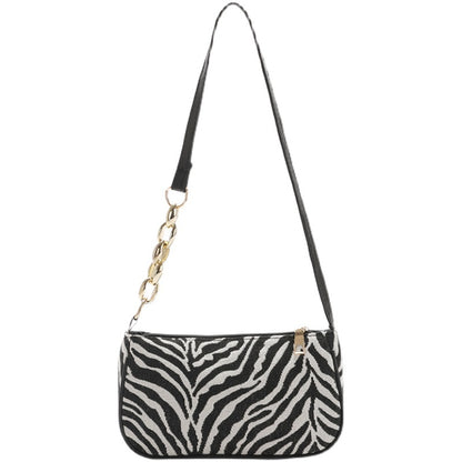 Zebra Pattern Canvas Bag Women's Underarm Bag
