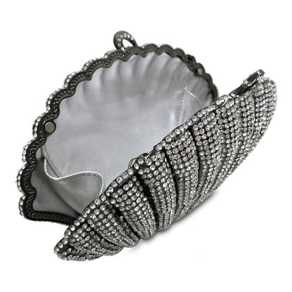 Scalloped Crystal Shell Clutch