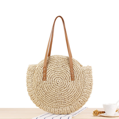 Simple Round Straw Tote
